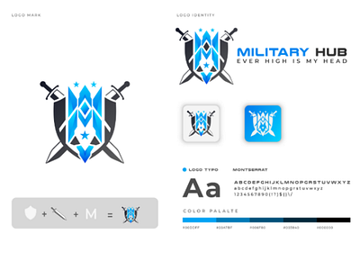 A Military Academy named 'Military Hub' logo design. bran brand design brand guideline branding branding design cardboard color favicon goldenratio gradient guidelines logo logo design logo design branding logo design concept logo designs logodesign