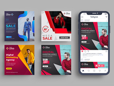 Social Media Post Template Design abstract