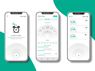 Mobile phone Alarm app interfaces Design user