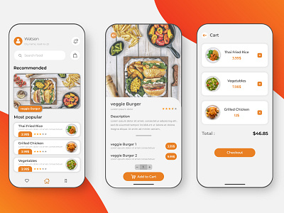 Mobile phone food delivery app interfaces Design user