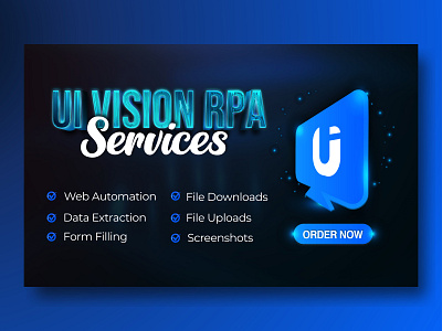 Banner design for UI VISION RPA advertising banner banner design concep data extraction facebook post form filling graphic design layout marketing media ocial media post design post poster design promotion social template ui vision rpa web web automation