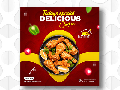 Restaurant Chicken food social media banner design banner design design facebook post google ads graphic design illustration instagram post poste social media banner web banner