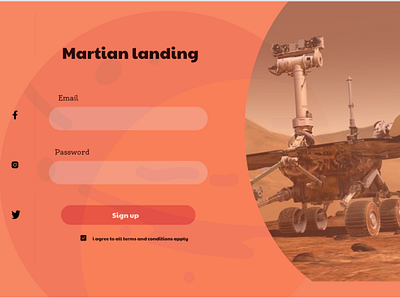 martian landing signup page
