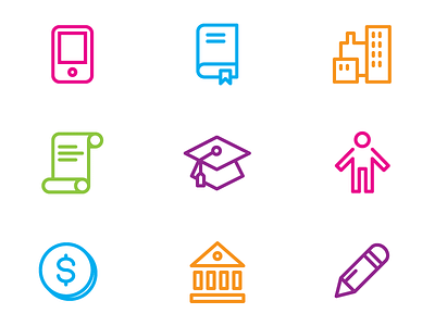 Icons academic bright clean colorful corporate icons simple