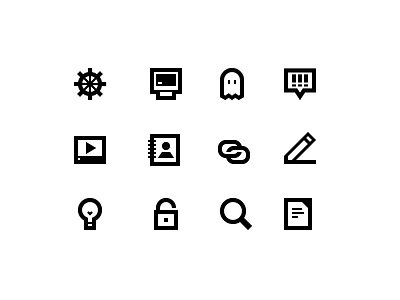 Blocky ghost icons message pc pencil search video wheel
