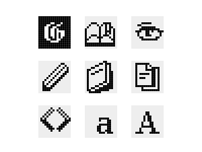 Retro Icons block book eye g icon pencil pixel retro