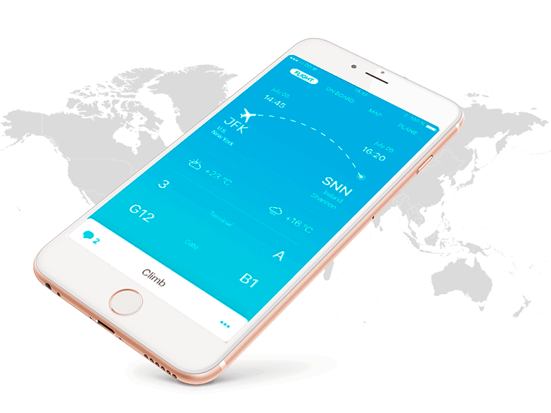 A mobile in-flight guide App airplane airport app application blue design fly interface mobile mobile app ui