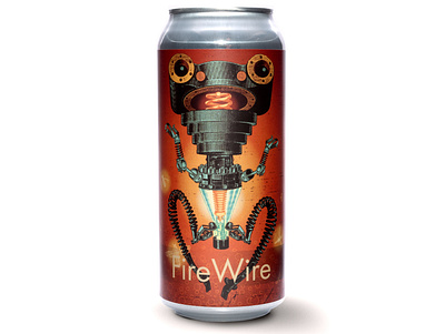 Signal Firewire Label beer art character illustration logo retro robot