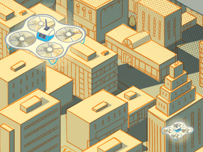 Drone deliveries city disruption drone illustration isometric technology urban
