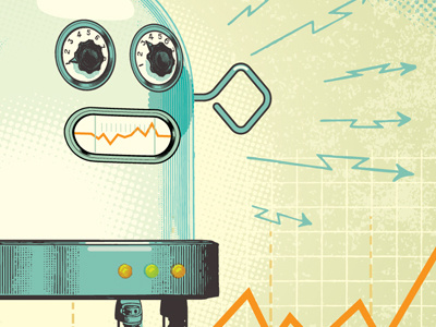 Robo Advisor WIP business collage financial illustration robot