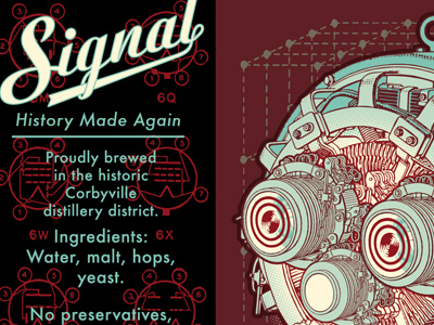 Signal Volt Cherry Label beer brewery craft design identity illustration logo retro signal