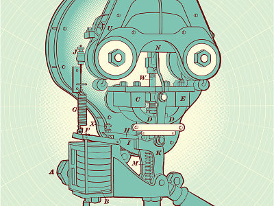 Influencer character concept diagram face human machine robot science tech