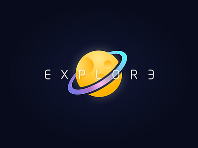 Planet explore flat icon logo