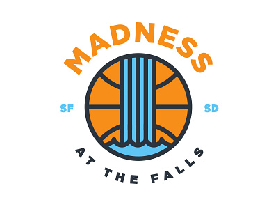 Madness at the Falls basketball blue illustration march madness orange tournament waterfall