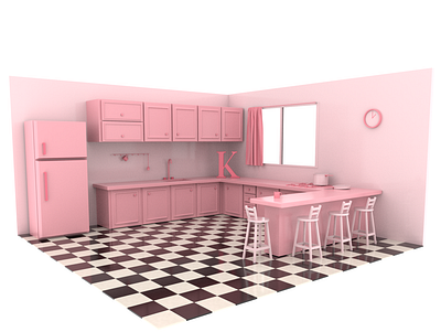 Kitchen 3d 3d art 3d artist 3d modeling arnold design diorama illustration isometric kitchen low lowpoly lowpoly3d lowpolyart maya poly render room web