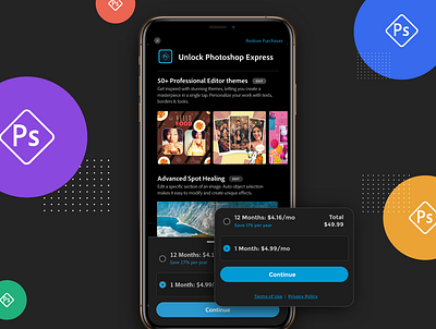 Photoshop Subscription interaction interaction design photo editing premium subscription ui ux