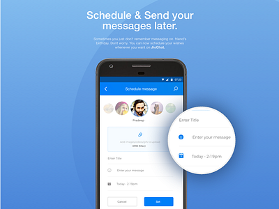 Delayed Messaging Feature jiochat messaging ui ux