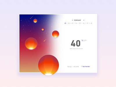 Weather UI calendar illustration interaction design temperature weather app widget