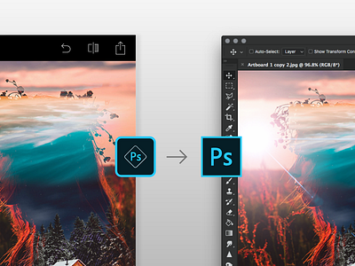 Send to Photoshop (PS) frontdoor integration interaction design on boarding photoshop psx uix