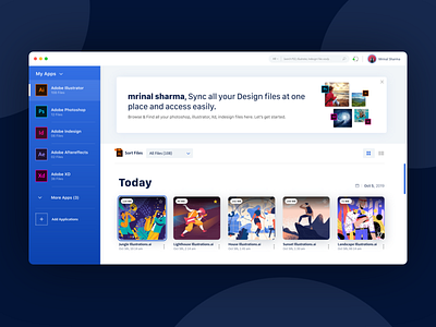 Adobe Files Manager adobe creative cloud dashboard ui organizer photoshop