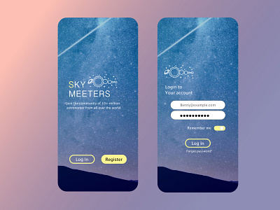 Project Log-In SkyMeeters adobe xd app colours design illustration login page typography vector