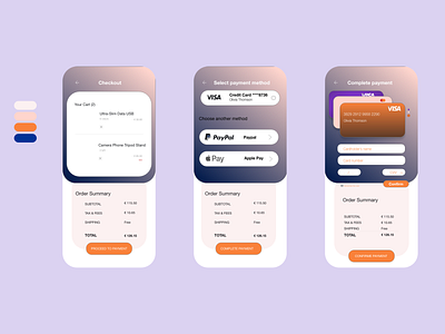 Credit card checkout adobexd app branding colours dailyui illustration ui ux