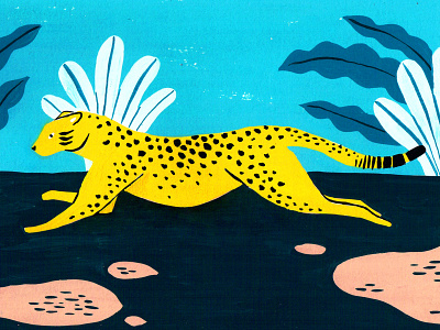 Cheetah Illustration animal cheetah gouache illustration naive nature illustration painting
