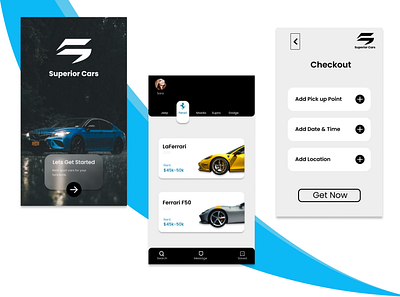 Rent a Sport Car App ui