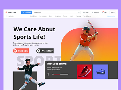 Sports Wear Website Landing Page Design branding design illustration illustrator minimal ui ux