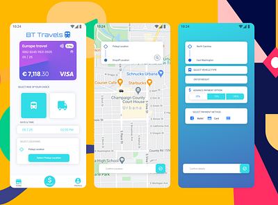 Travel and Delivery management App branding bus app delivery app fintech illustration ios app traveling app ui design ui ux