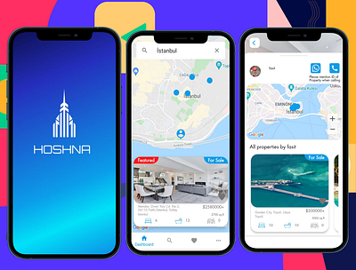 Hoshna Real Estate App branding design ios app property app ui real estate app ui ui ux