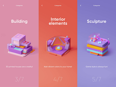 3D Print - Mobile App with 3D Buildings 3d app design motion graphics ui ux