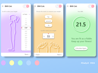 BMI Calculator app design ui