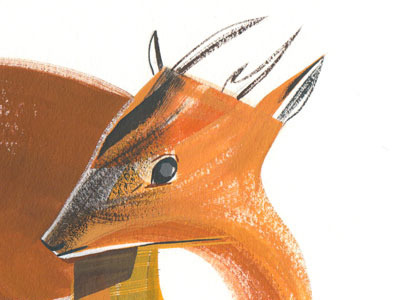 muntjac animals deer gouache illustration