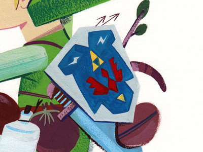 triforce tribute gouache illustration legend of zelda triforce tribute