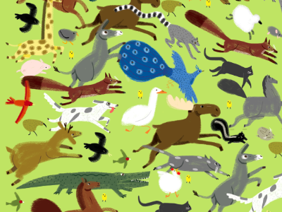 a sea of animals animals digital editorial illustration