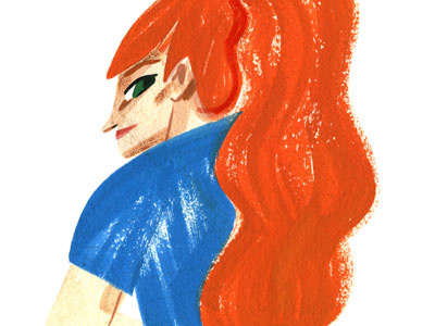 hair girl gouache hair illustration jezebel portrait