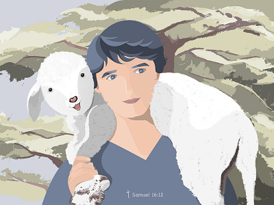 Bible Illustration Prob art bible bog cedar christian david illustraion jesus christ kids illustration sheep shepherd trees young