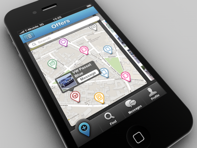 Offers app blue gray ios iphone map