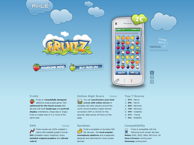 Fruitz Website blue fruit game symbian website