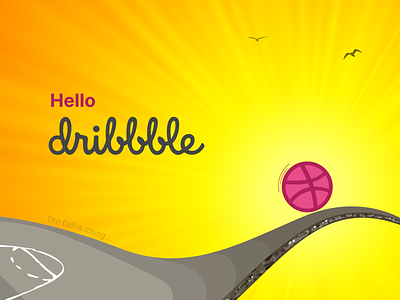 👋Hello dribbble ! basket ball branding design first shot hello dribbble illustration sunrise typography vector