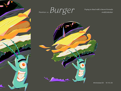 Plankton vs. Burger adobe photoshop character cute illustration illustration illustration art illustration digital inktober2020 plankton