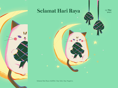 Selamat Hari Raya cats character eidmubarak hari raya illustration illustration art illustration digital ketupat kitty moon staysafe