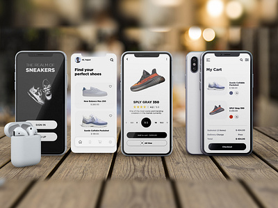 The Realm of Sneakers adobexd app branding design flat graphic design icon sneakers ui ux web