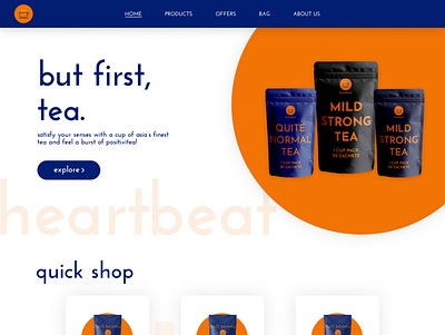 HeartBeat - Tea Brand Web Design | e-commerce UI/UX website adobe brand identity branding clean ecommerce figma flat food logo logo design minimal mockup mockups photoshop shopping ui uiux design user experience ux web design