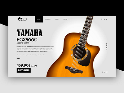 Concept landing page design for guitar store