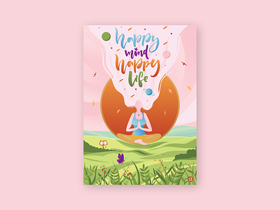 Happy Mind Happy Life graphic design illustrator poster