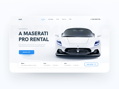 Maserati Rental - Concept automobile car concept design hero section landing landingpage maserati minimal rental ui webdesign website