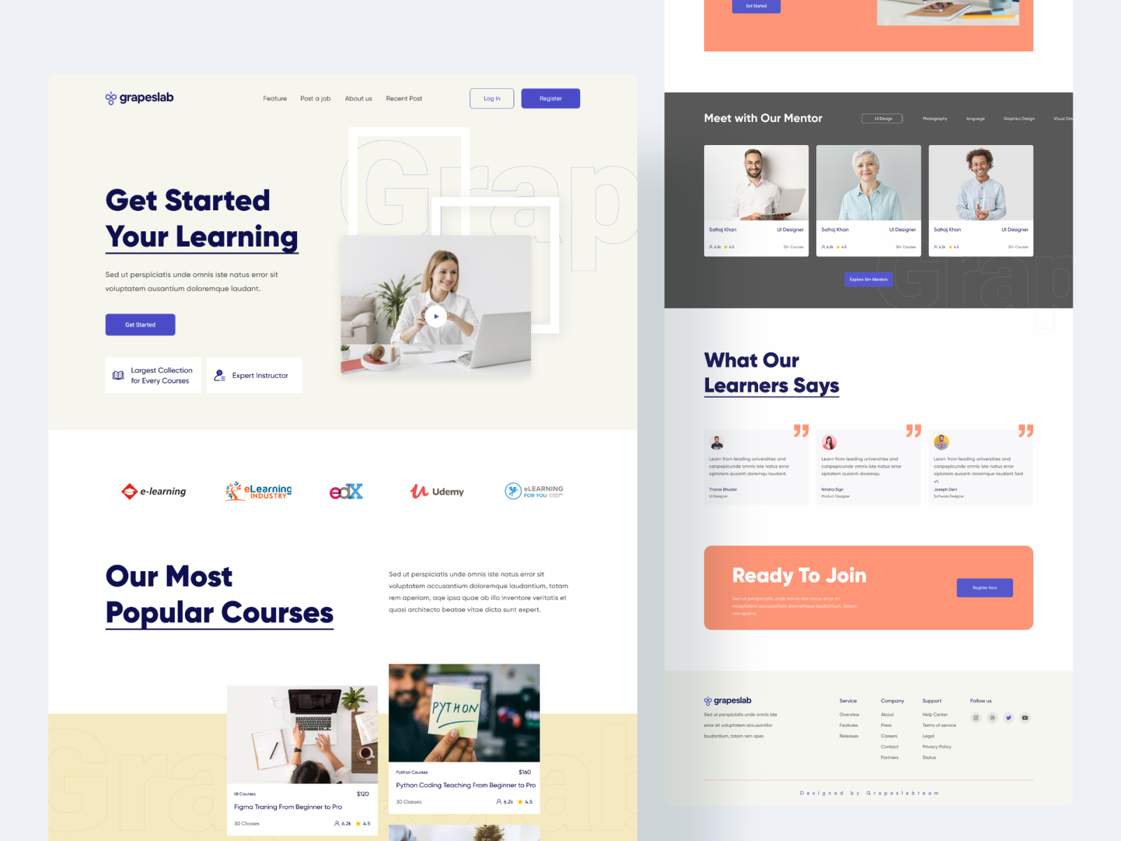 E-Learning Landing Page || Grapeslab by Rupak Chakraborty for Grapeslab ...