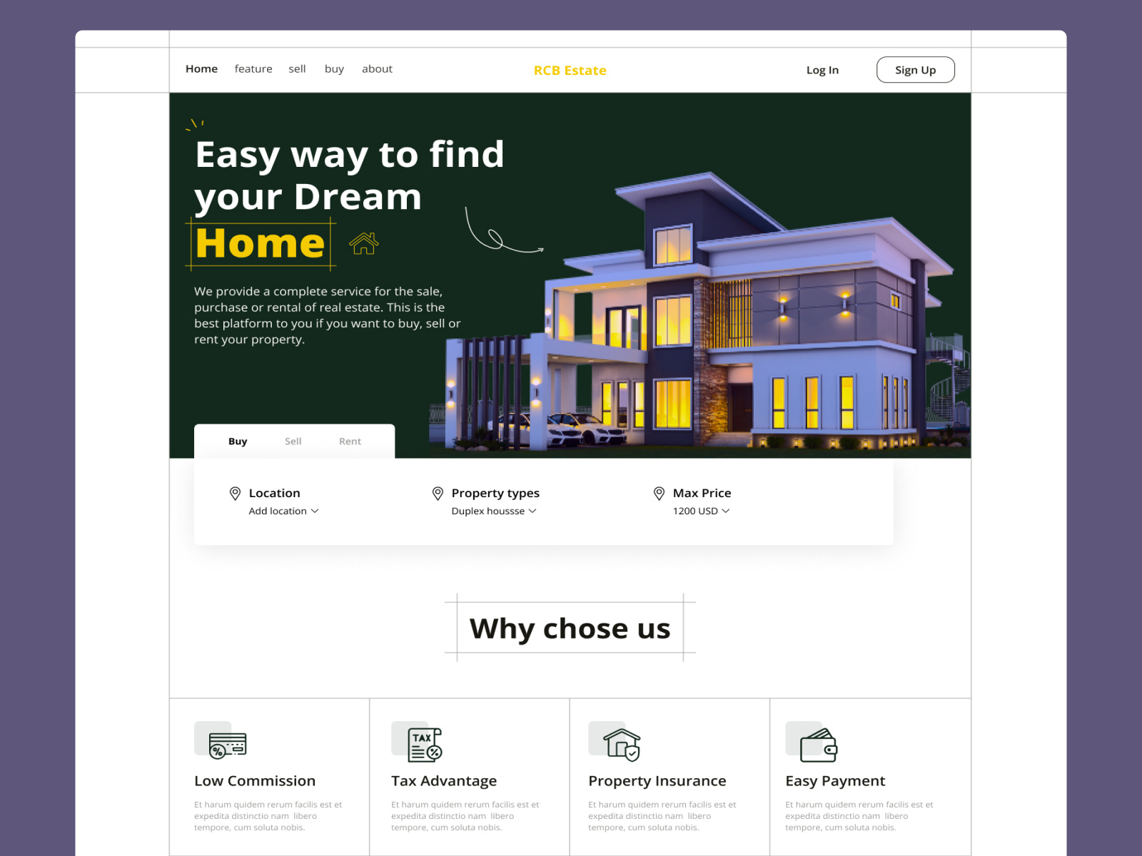 Real Estate Landing Page Website Header by Rupak Chakraborty on Dribbble